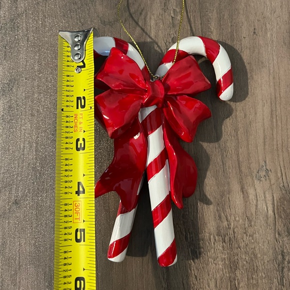 NEW Home Goods TjMaxx Candy Cane W/ Red Bow Ribbon Resin Christmas Tree Ornament - Picture 5 of 9